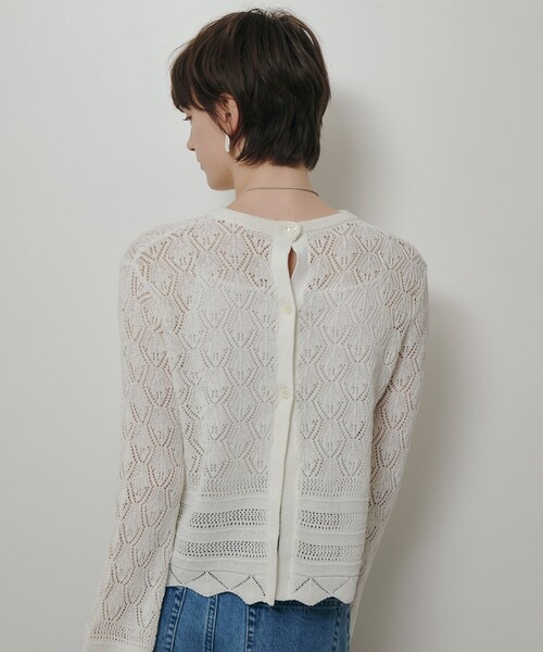 allureville（アルアバイル）の「レースニットプルオーバー（ニット/セーター・レディース・オフホワイト/ブラック・2）」の6枚目の写真