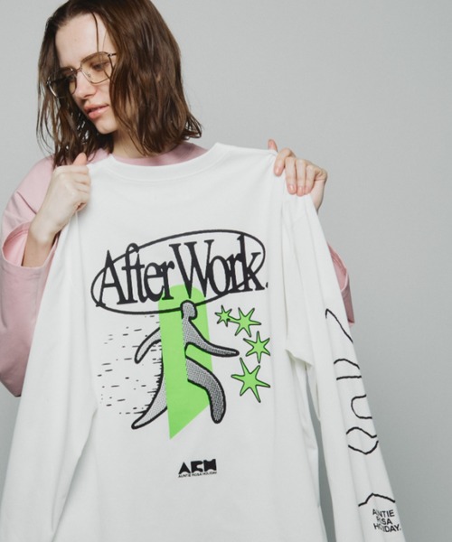 Auntie Rosa Holiday（アンティローザホリデー）の「オーバーサイズロンT/AfterWork（Tシャツ/カットソー・レディース・オフホワイト/ピンク・FREE）」の17枚目の写真