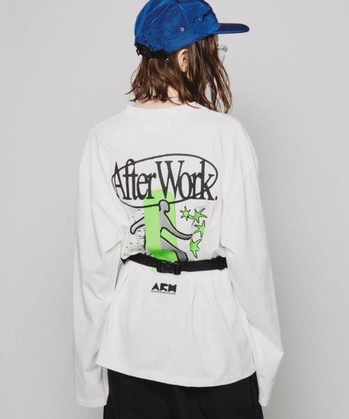 Auntie Rosa Holiday（アンティローザホリデー）の「オーバーサイズロンT/AfterWork（Tシャツ/カットソー・レディース・オフホワイト/ピンク・FREE）」の6枚目の写真