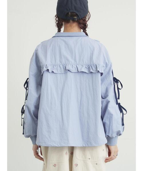 Samansa Mos2(サマンサ モスモス)の「フリルトラックジャケット(ノーカラージャケット・レディース・サックスブルー/ブラック/オフホワイト・F)」の17枚目の写真