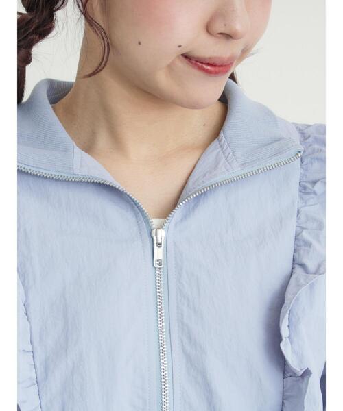 Samansa Mos2(サマンサ モスモス)の「フリルトラックジャケット(ノーカラージャケット・レディース・サックスブルー/ブラック/オフホワイト・F)」の18枚目の写真