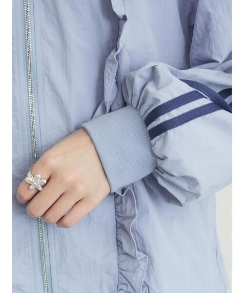 Samansa Mos2(サマンサ モスモス)の「フリルトラックジャケット(ノーカラージャケット・レディース・サックスブルー/ブラック/オフホワイト・F)」の20枚目の写真