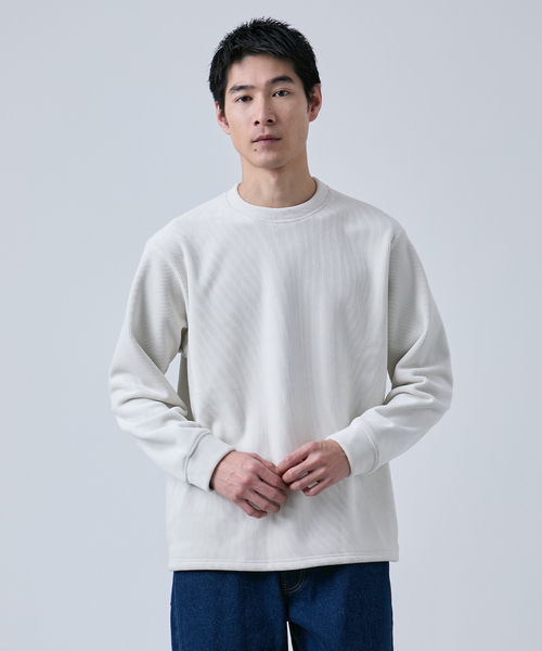 B.C STOCK(ベーセーストック)の「《追加》THERMO TEC コーデュロイプルオーバー(Tシャツ/カットソー・メンズ・アイボリー/ブラック/ベージュ・LARGE/MEDIUM)」の2枚目の写真