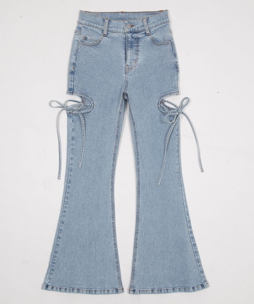 WEGO（ウィゴー）の「WEGO/【26年春夏新作】カットアウトリボンストレッチフレアデニムパンツ（デニムパンツ・レディース・コバルトブルー/スカイブルー/ブラック系2/ブラック系その他・SMALL/MEDIUM）」の7枚目の写真