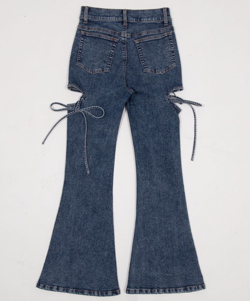 WEGO（ウィゴー）の「WEGO/【26年春夏新作】カットアウトリボンストレッチフレアデニムパンツ（デニムパンツ・レディース・コバルトブルー/スカイブルー/ブラック系2/ブラック系その他・SMALL/MEDIUM）」の9枚目の写真
