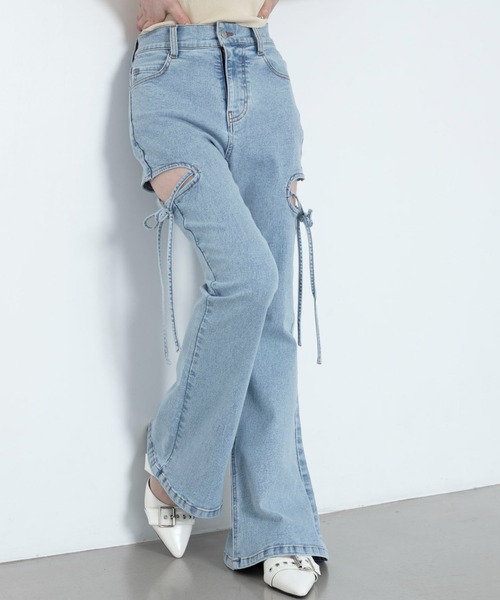 WEGO(ウィゴー)の「WEGO/【26年春夏新作】カットアウトリボンストレッチフレアデニムパンツ(デニムパンツ・レディース・コバルトブルー/スカイブルー/ブラック系2/ブラック系その他・SMALL/MEDIUM)」の17枚目の写真