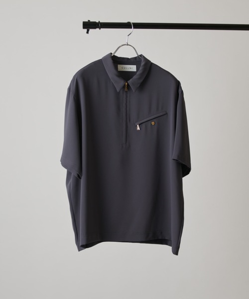 CULLNI（クルニ）の「【CULLNI exclusive for Lui's】ハーフジップ半袖ポロ（ポロシャツ・メンズ・ブラック/チャコールグレー/オフホワイト・1/2）」の3枚目の写真
