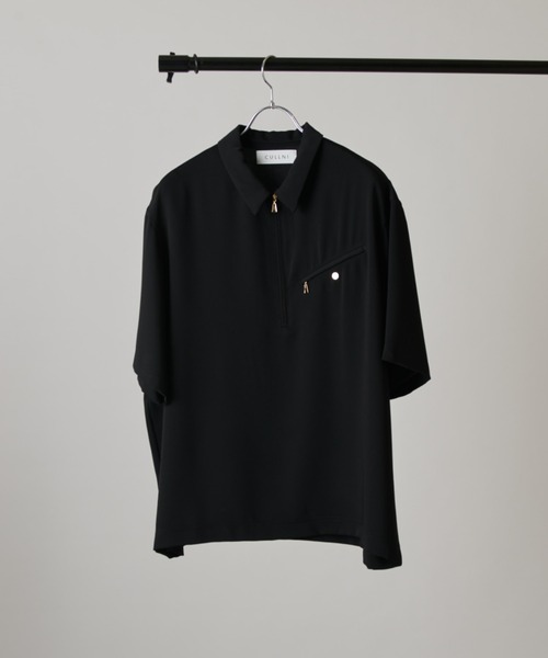 CULLNI（クルニ）の「【CULLNI exclusive for Lui's】ハーフジップ半袖ポロ（ポロシャツ・メンズ・ブラック/チャコールグレー/オフホワイト・1/2）」の2枚目の写真