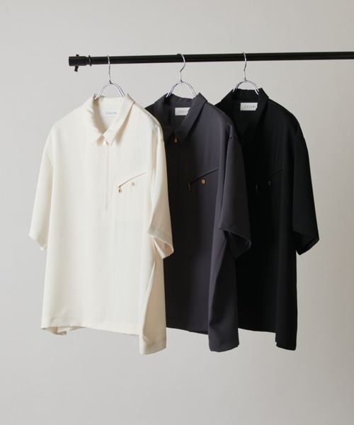 CULLNI（クルニ）の「【CULLNI exclusive for Lui's】ハーフジップ半袖ポロ（ポロシャツ・メンズ・ブラック/チャコールグレー/オフホワイト・1/2）」の4枚目の写真