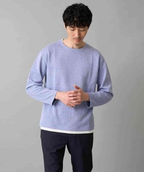 a.v.v(アーヴェヴェ)の「【イージーケア/洗濯機で洗える/毛玉になりにくい】変形ヘリンボンフェイクレイヤードカットソー(Tシャツ/カットソー・メンズ・ライトグレー/ライラック/グレー・46/50/48)」の3枚目の写真