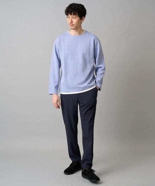 a.v.v(アーヴェヴェ)の「【イージーケア/洗濯機で洗える/毛玉になりにくい】変形ヘリンボンフェイクレイヤードカットソー(Tシャツ/カットソー・メンズ・ライトグレー/ライラック/グレー・46/50/48)」の5枚目の写真