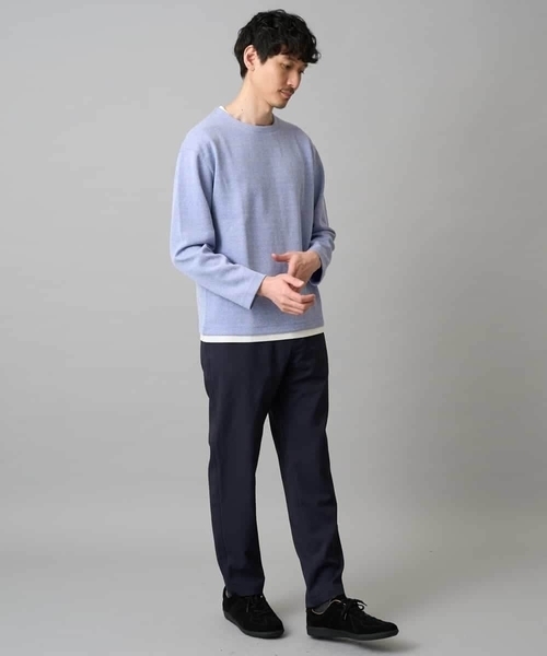 a.v.v(アーヴェヴェ)の「【イージーケア/洗濯機で洗える/毛玉になりにくい】変形ヘリンボンフェイクレイヤードカットソー(Tシャツ/カットソー・メンズ・ライトグレー/ライラック/グレー・46/50/48)」の6枚目の写真