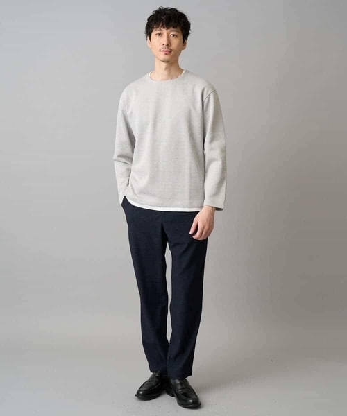 a.v.v(アーヴェヴェ)の「【イージーケア/洗濯機で洗える/毛玉になりにくい】変形ヘリンボンフェイクレイヤードカットソー(Tシャツ/カットソー・メンズ・ライトグレー/ライラック/グレー・46/50/48)」の7枚目の写真