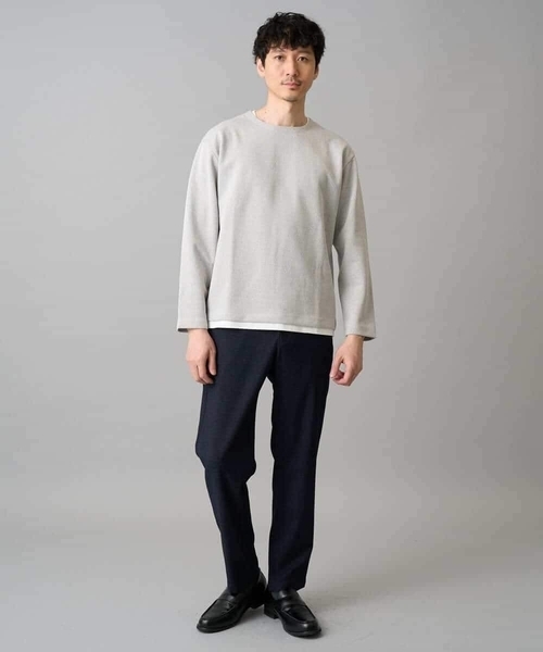 a.v.v(アーヴェヴェ)の「【イージーケア/洗濯機で洗える/毛玉になりにくい】変形ヘリンボンフェイクレイヤードカットソー(Tシャツ/カットソー・メンズ・ライトグレー/ライラック/グレー・46/50/48)」の8枚目の写真