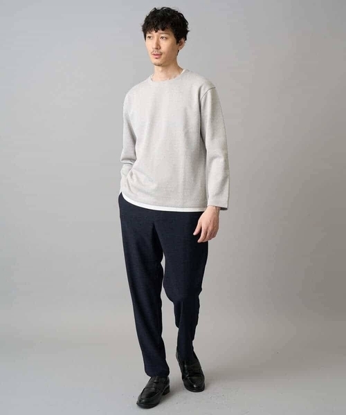 a.v.v(アーヴェヴェ)の「【イージーケア/洗濯機で洗える/毛玉になりにくい】変形ヘリンボンフェイクレイヤードカットソー(Tシャツ/カットソー・メンズ・ライトグレー/ライラック/グレー・46/50/48)」の9枚目の写真