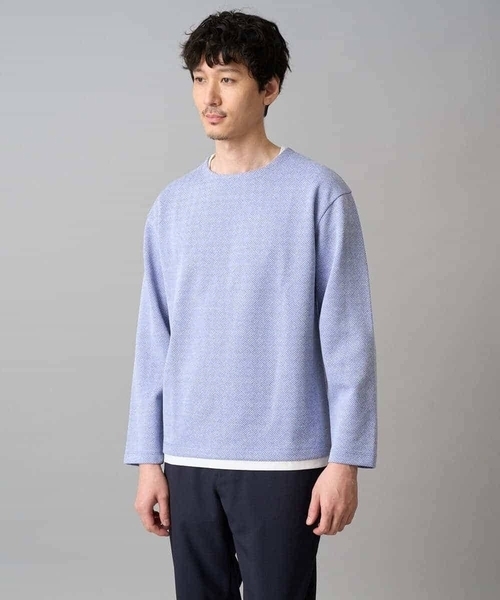 a.v.v(アーヴェヴェ)の「【イージーケア/洗濯機で洗える/毛玉になりにくい】変形ヘリンボンフェイクレイヤードカットソー(Tシャツ/カットソー・メンズ・ライトグレー/ライラック/グレー・46/50/48)」の15枚目の写真