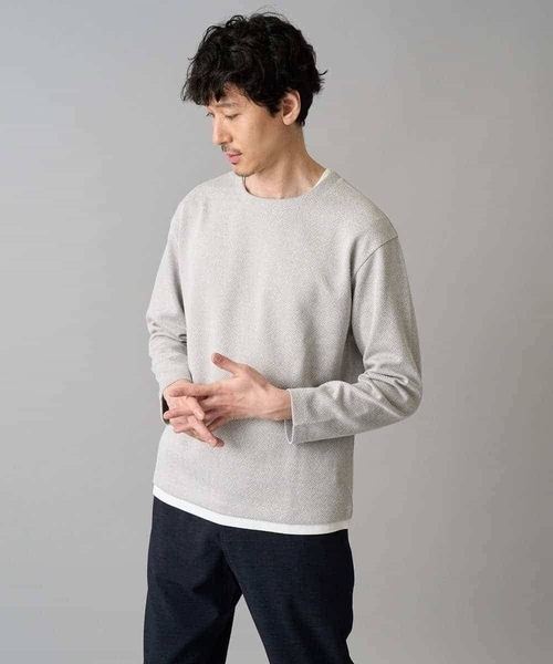 a.v.v(アーヴェヴェ)の「【イージーケア/洗濯機で洗える/毛玉になりにくい】変形ヘリンボンフェイクレイヤードカットソー(Tシャツ/カットソー・メンズ・ライトグレー/ライラック/グレー・46/50/48)」の21枚目の写真