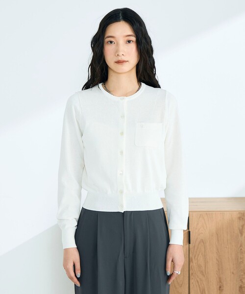 fredy emue(フレディエミュ)の「FR刺繍コットン混BASICカーディガン(カーディガン/ボレロ・レディース・ネイビー/ブラウン/ベビーピンク/オフホワイト・38)」の14枚目の写真