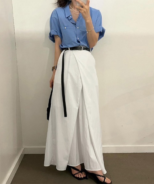 ReRe（リリ）の「スカートライクパンツ（スカート・レディース・ブラック/ホワイト・FREE）」の6枚目の写真