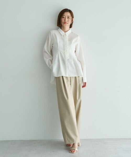 YECCA VECCA（イェッカヴェッカ）の「パールジャガードペプラムブラウス（シャツ/ブラウス・レディース・ブラック/オフホワイト・FREE）」の6枚目の写真