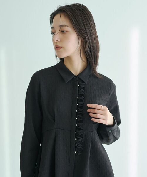 YECCA VECCA（イェッカヴェッカ）の「パールジャガードペプラムブラウス（シャツ/ブラウス・レディース・ブラック/オフホワイト・FREE）」の11枚目の写真