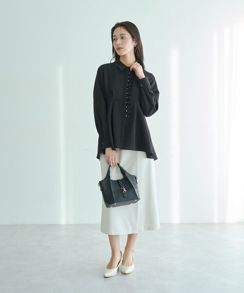 YECCA VECCA（イェッカヴェッカ）の「パールジャガードペプラムブラウス（シャツ/ブラウス・レディース・ブラック/オフホワイト・FREE）」の13枚目の写真