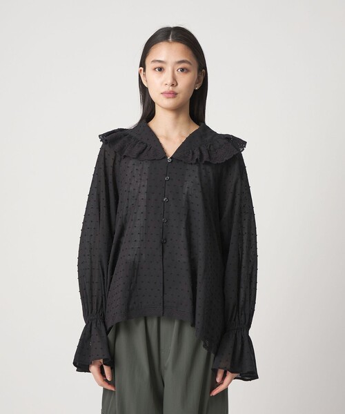 CITEN（シテン）の「＜CITEN＞レースフリルブラウス（シャツ/ブラウス・レディース・ホワイト/ブラック・FREE）」の5枚目の写真