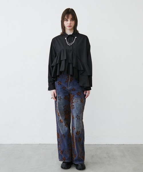 MONOe(モノエ)の「【主役級フリル】ダブルフリルアシンメトリーシャツブラウス(シャツ/ブラウス・レディース・ブラック/ホワイト・FREE)」の17枚目の写真