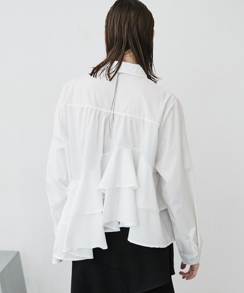 MONOe(モノエ)の「【主役級フリル】ダブルフリルアシンメトリーシャツブラウス(シャツ/ブラウス・レディース・ブラック/ホワイト・FREE)」の12枚目の写真