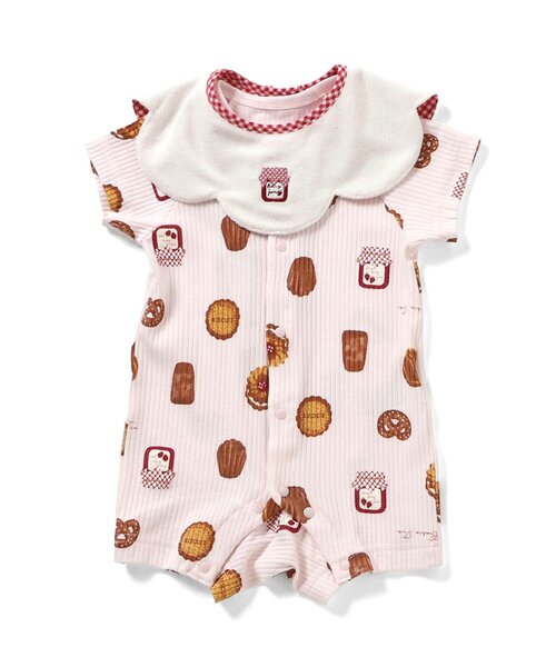 apres les cours（アプレレクール）の「【リンク】3時のおやつ柄スタイ&ロンパス セット（ロンパース・キッズ・ピンク/イエロー・80/70）」の8枚目の写真