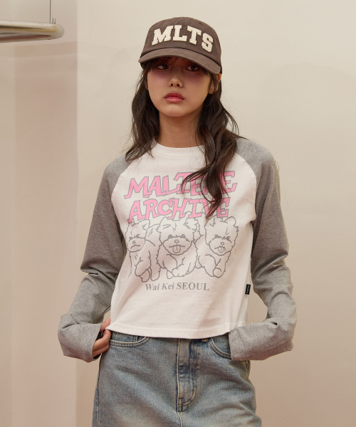 WaiKei(ワイケイ)の「マルチーズアーカイブライングラフィックラグランロングスリーブTシャツホワイト(Tシャツ/カットソー・レディース・その他・0/1/2)」の3枚目の写真