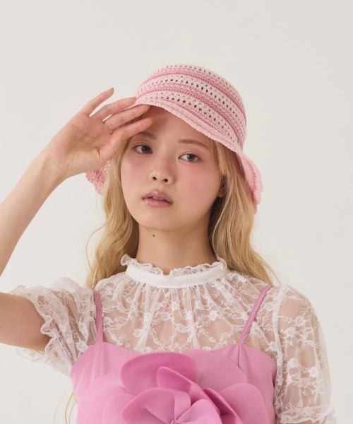 kaorinomori（カオリノモリ）の「kaorinomori  ミュアハット / カオリノモリ（ハット・レディース・ホワイト/ピンク/ライトブルー・M/57.5cm）」の3枚目の写真