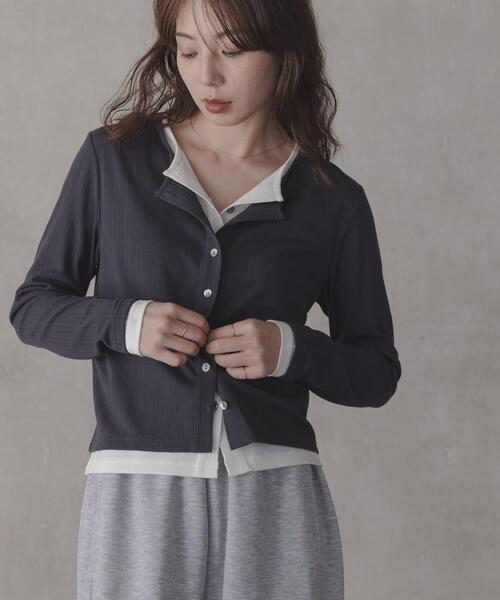 URBAN RESEARCH Sonny Label（アーバンリサーチサニーレーベル）の「『ZOZO先行予約』汗ジミ防止レイヤードライクカットプルオーバー（Tシャツ/カットソー・レディース・ピンク/チャコールグレー/グレー・FREE）」の2枚目の写真