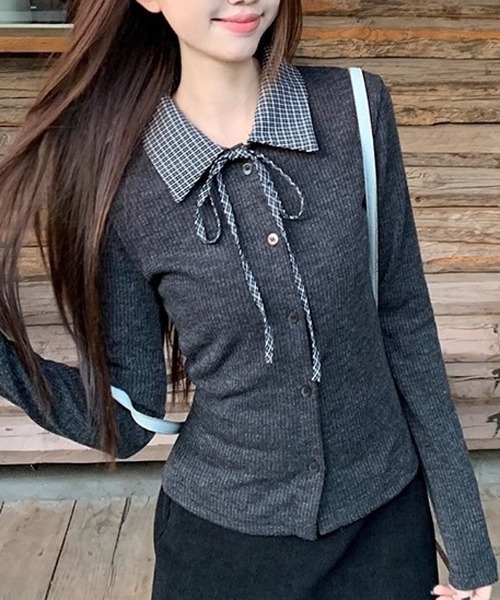 おしゃれスタ(オシャレスタ)の「大人可愛いリボンデザイントップス(その他トップス・レディース・グレー/ダークグレー・S/M/L/XL)」の2枚目の写真