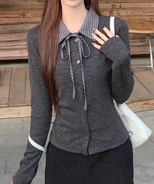 おしゃれスタ(オシャレスタ)の「大人可愛いリボンデザイントップス(その他トップス・レディース・グレー/ダークグレー・S/M/L/XL)」の9枚目の写真