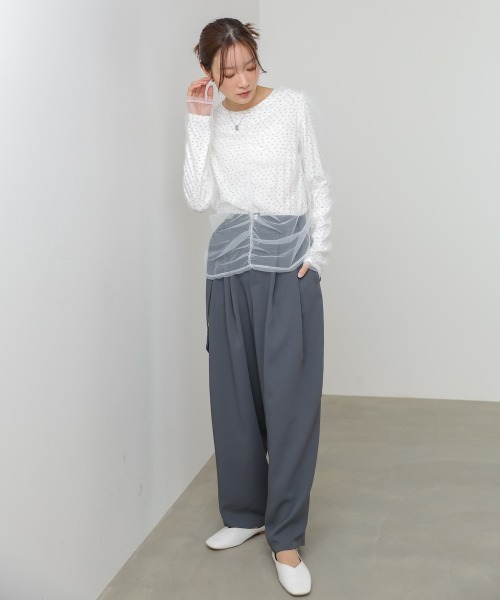 Bab(バブ)の「【選べるサイズ展開】ツータックルーズベルト付スラックスパンツ(スラックス・レディース・ブラック/モカ/チャコールグレー・S/M)」の10枚目の写真