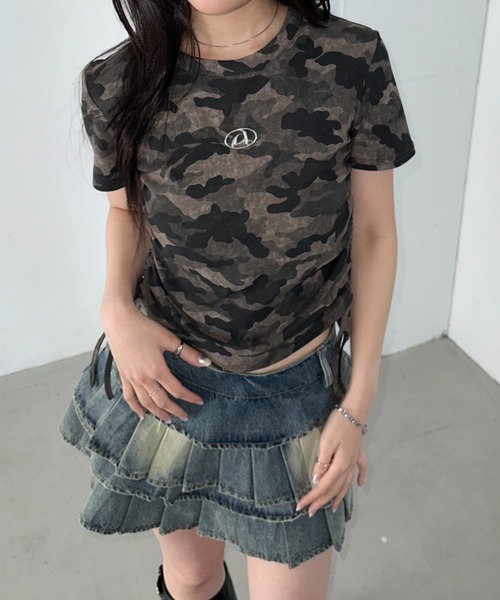 Bamm(バム)の「メタルパッチカモフラピチTシャツ(Tシャツ/カットソー・レディース・グレー/グリーン・FREE)」の15枚目の写真