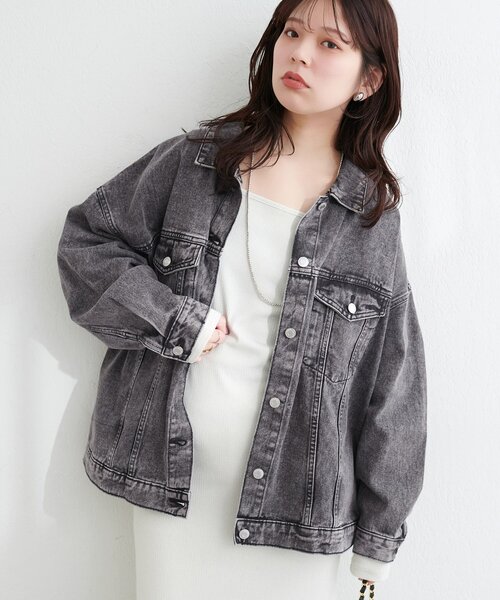 natural couture(ナチュラルクチュール)の「ビッグシルエットデニムジャケット(デニムジャケット・レディース・ブラック/インディゴブルー/ブルー・FREE)」の6枚目の写真