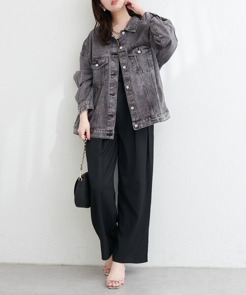 natural couture(ナチュラルクチュール)の「ビッグシルエットデニムジャケット(デニムジャケット・レディース・ブラック/インディゴブルー/ブルー・FREE)」の10枚目の写真