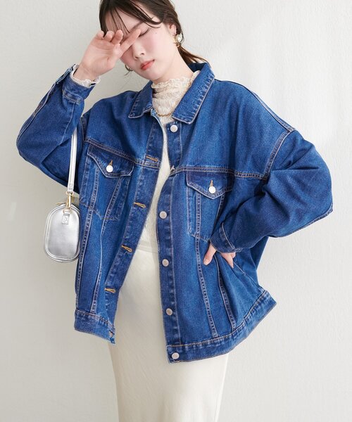 natural couture(ナチュラルクチュール)の「ビッグシルエットデニムジャケット(デニムジャケット・レディース・ブラック/インディゴブルー/ブルー・FREE)」の13枚目の写真