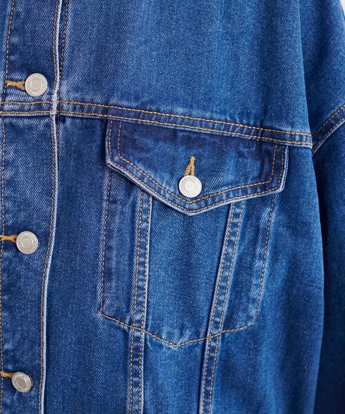 natural couture(ナチュラルクチュール)の「ビッグシルエットデニムジャケット(デニムジャケット・レディース・ブラック/インディゴブルー/ブルー・FREE)」の19枚目の写真