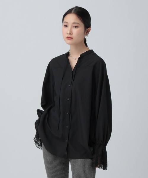 LEPSIM（レプシィム）の「レースカフススキッパーブラウス　634640（シャツ/ブラウス・レディース・ブラック/オフホワイト・FREE）」の2枚目の写真