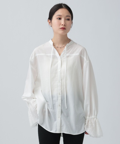 LEPSIM（レプシィム）の「レースカフススキッパーブラウス　634640（シャツ/ブラウス・レディース・ブラック/オフホワイト・FREE）」の3枚目の写真