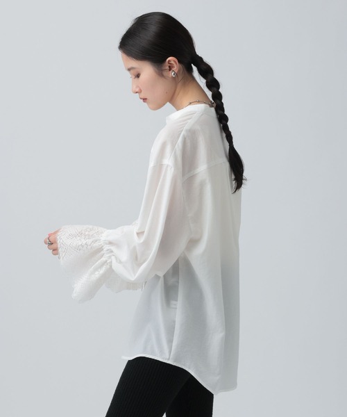 LEPSIM（レプシィム）の「レースカフススキッパーブラウス　634640（シャツ/ブラウス・レディース・ブラック/オフホワイト・FREE）」の5枚目の写真