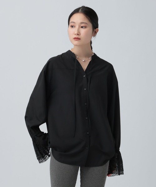 LEPSIM（レプシィム）の「レースカフススキッパーブラウス　634640（シャツ/ブラウス・レディース・ブラック/オフホワイト・FREE）」の9枚目の写真