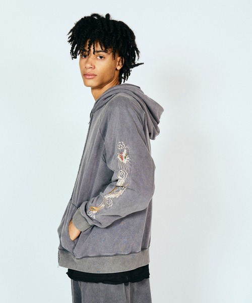 THRIFTY LOOK(スリフティールック)の「THRIFTY LOOK / スリフティールック VIET-NAM EMBROIDERY ZIP-UP PARKA ショート丈 刺繍 ジップアップパーカー(パーカー・メンズ・ブラック/グレー・LARGE/MEDIUM/SMALL)」の10枚目の写真