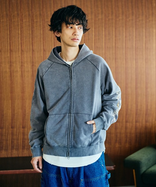 THRIFTY LOOK(スリフティールック)の「THRIFTY LOOK / スリフティールック VIET-NAM EMBROIDERY ZIP-UP PARKA ショート丈 刺繍 ジップアップパーカー(パーカー・メンズ・ブラック/グレー・LARGE/MEDIUM/SMALL)」の5枚目の写真