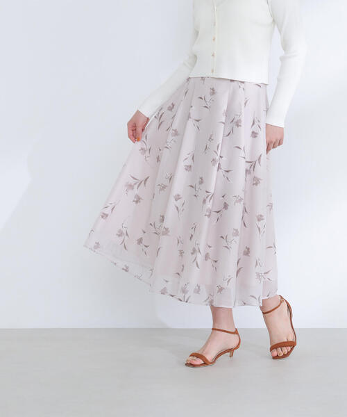 NATURAL BEAUTY BASIC（ナチュラルビューティーベーシック）の「◇フラワープリントフレアスカート（スカート・レディース・ベージュ系その他/ホワイト系その他・P/S/MEDIUM）」の2枚目の写真
