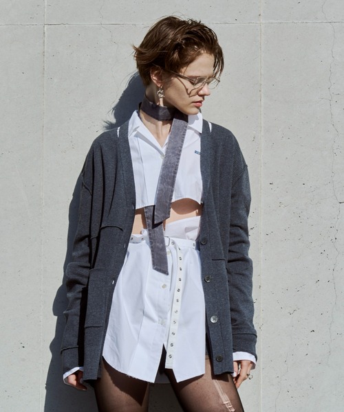 JOSE MOON（ジョゼムーン）の「DEFORMATION COVER SHIRT/デフォメーションカバーシャツ（シャツ/ブラウス・レディース・ブラック/ホワイト・FREE）」の2枚目の写真