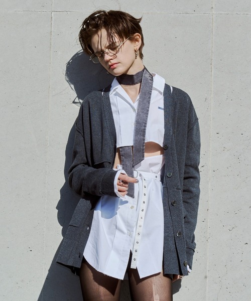 JOSE MOON（ジョゼムーン）の「DEFORMATION COVER SHIRT/デフォメーションカバーシャツ（シャツ/ブラウス・レディース・ブラック/ホワイト・FREE）」の16枚目の写真